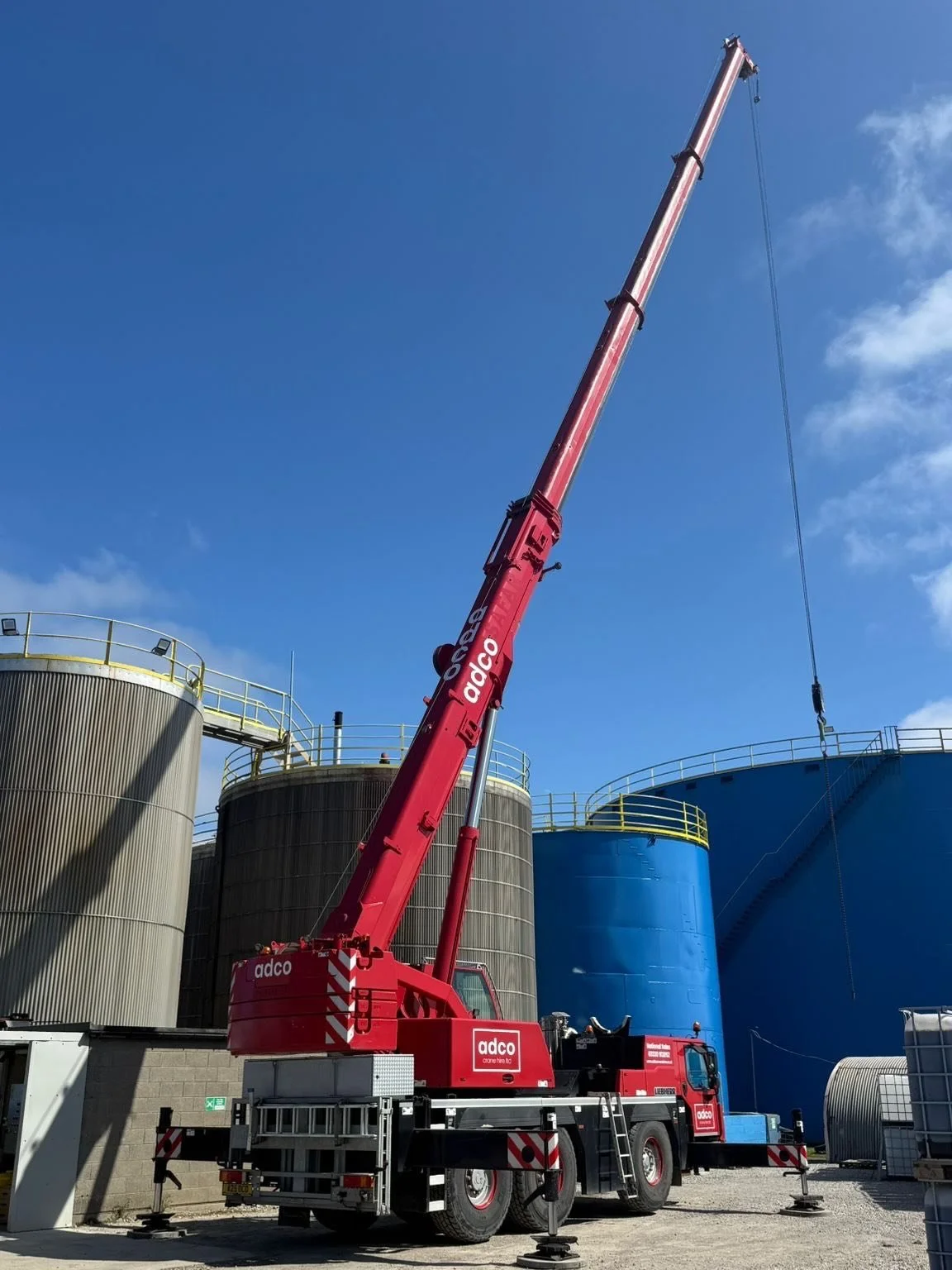 Some great shots captured on this one 📸 

Our red Adco crane all stickered up, set against a proper backdrop and ready to get the job done. 

Clean setup, clear skies, and a machine that speaks for itself. 🔴💪 

📞 Call us today: 0330 133 5033 
📧 