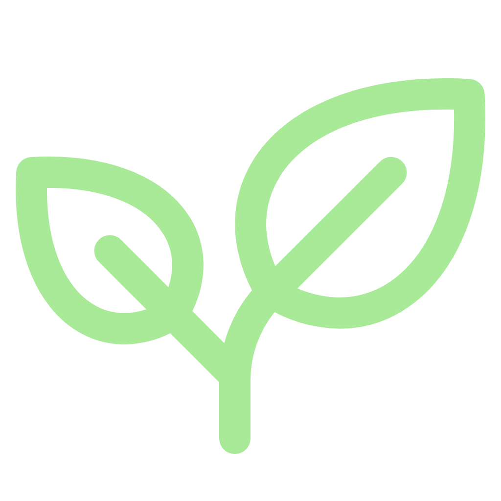 A simple light green outline of a sprouting plant with two leaves.