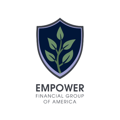 Logo of Empower Financial Group of America featuring a shield with a green plant inside, and the company name below.