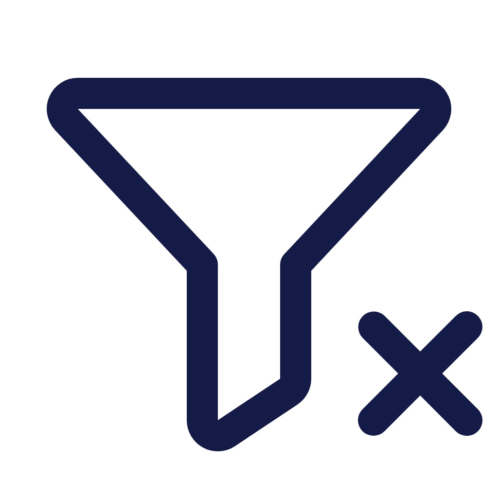 A dark blue icon of a trash can with a recycling symbol and an 'X' next to it, indicating delete or remove.
