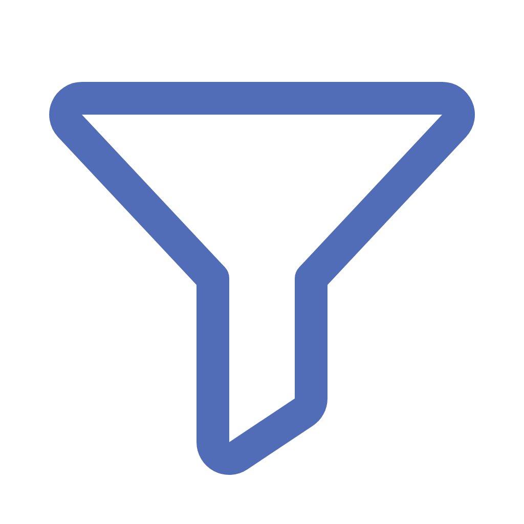 A blue illustration of a funnel on a black background.