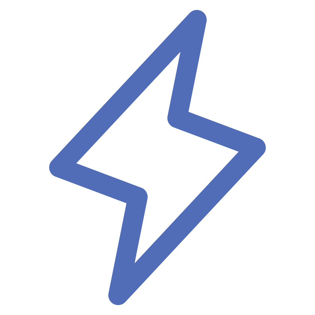 Blue lightning bolt icon on a black background.