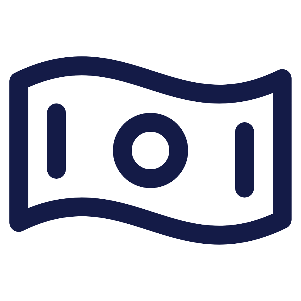 Icon of a dollar bill, representing money or currency.