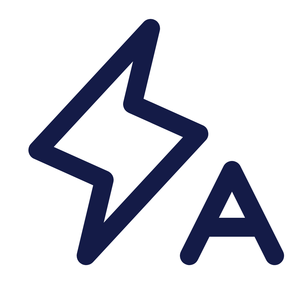 A stylized electric bolt icon with a zigzag shape next to a large letter 'A'.