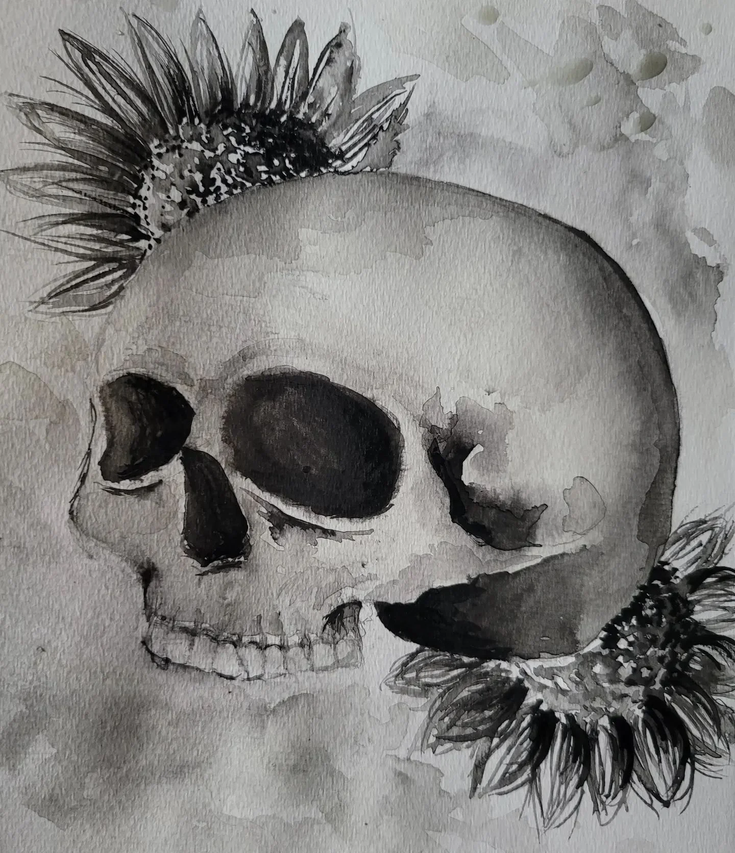 "Skulls N' Sunflowers", Painting