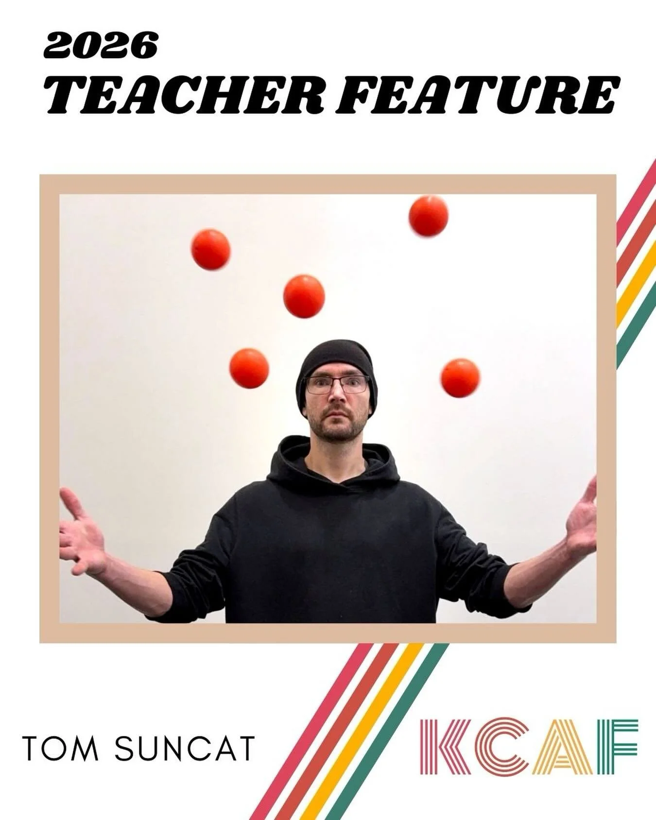 &ldquo;Intro to Juggling&rdquo; with Tom Suncat! 

Whether you are a complete beginner, working on the basics or ready to step beyond the 3 ball cascade, this is the place for you! We will strip the 3 ball cascade down to fundamentals and build a sol