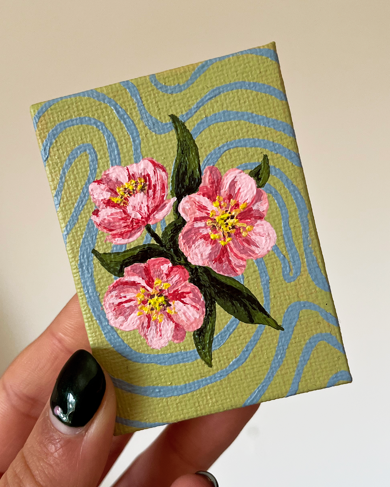 Blossom Swirl | Mini Original Acrylic Painting | Magnetic Canvas