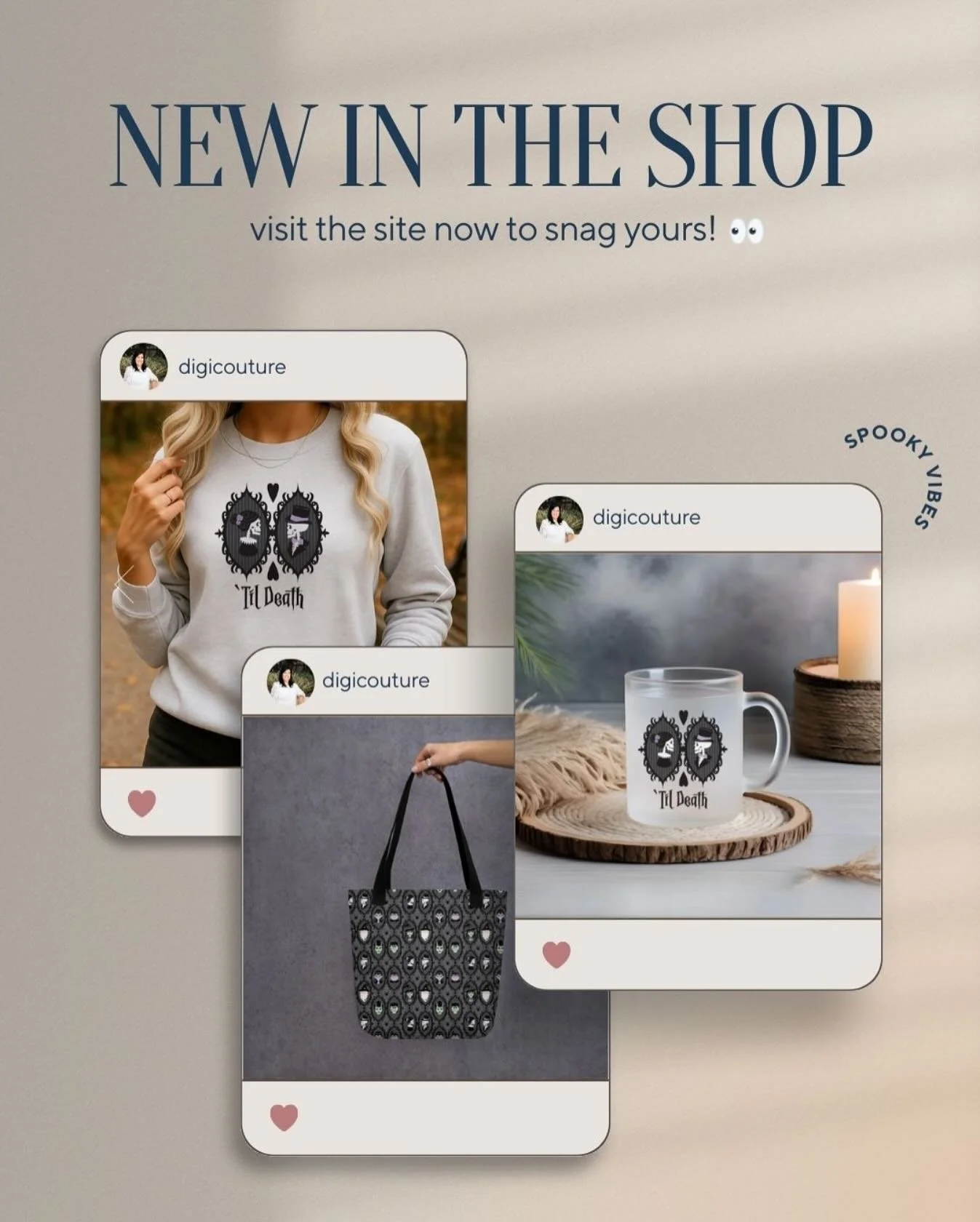 Our newest drop is here &mdash; featuring sweatshirts, mugs, and a new tote bag. Perfect for your cozy nights.🖤☕️

Limited quantities &mdash; don&rsquo;t wait! 🎃

👀 Tap the link in bio to shop the collection now before it sells out.