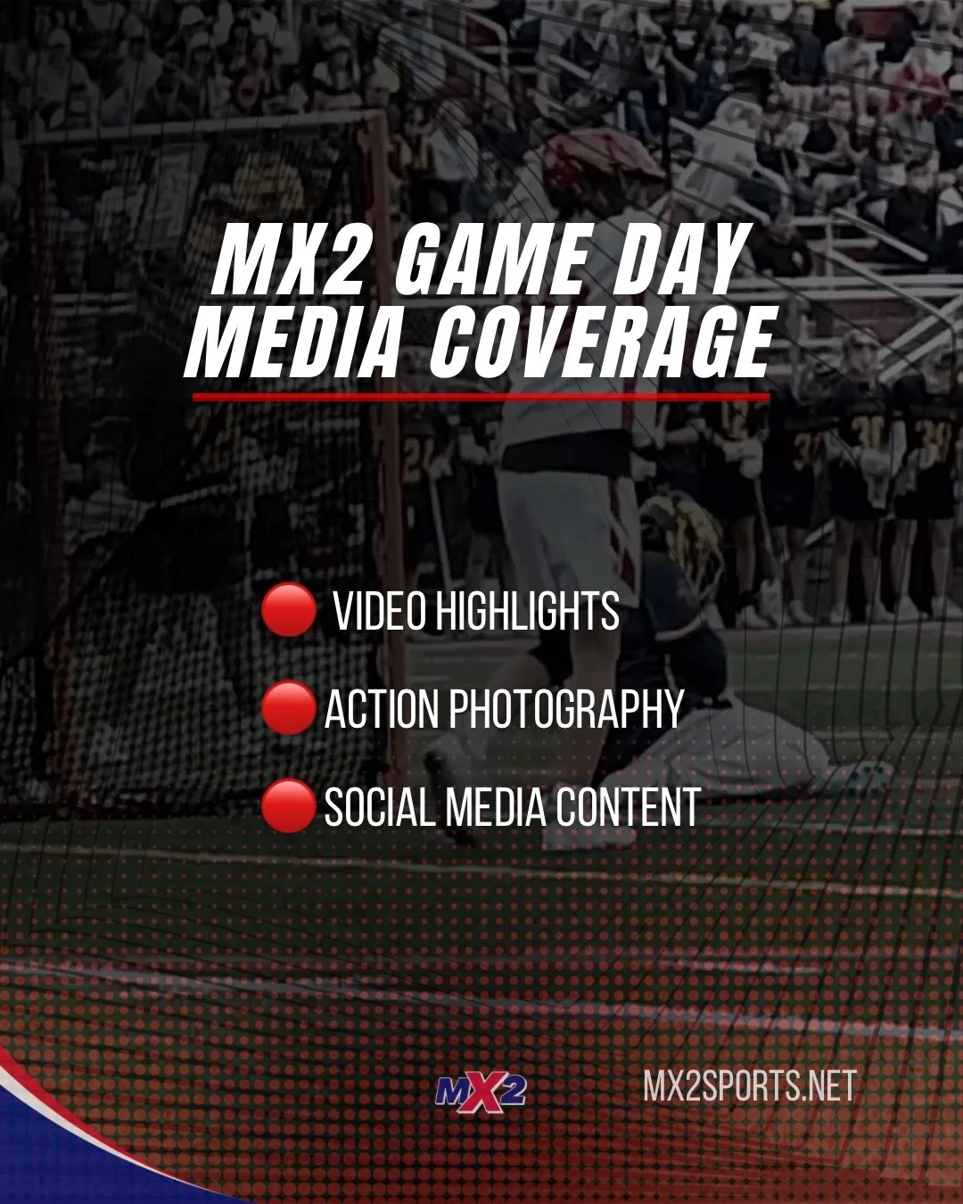 Booking MX2 Game Day Video &amp; Photography Packages for the 2026 high school lacrosse season (both boys &amp; girls)... Professional sideline coverage with all posts collaborated with MX2 Sports Media, bringing your program exposure to 780K-1.4M+ m