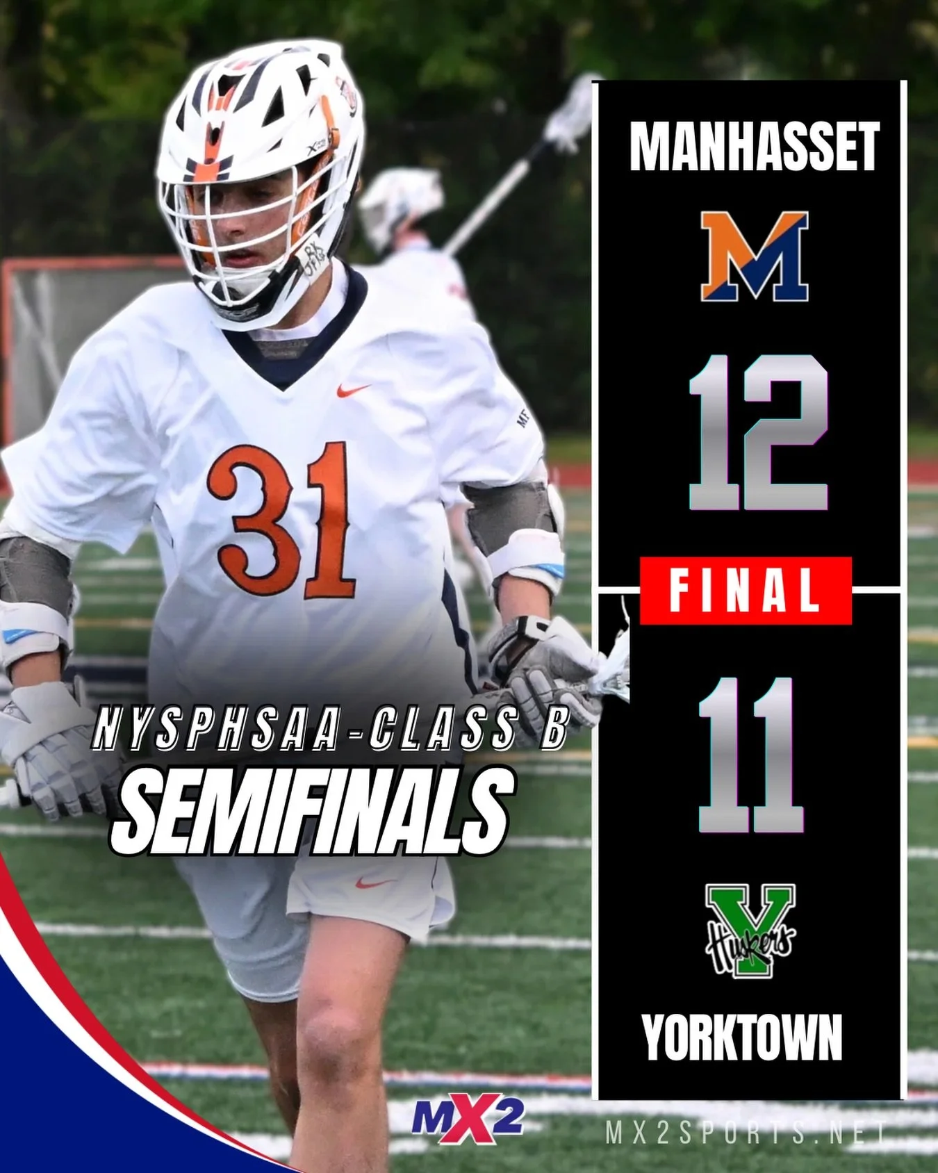 FINAL | Class B State Semifinal

Manhasset survives a thriller.

The Indians edged Yorktown, 12-11, in the NYSPHSAA Class B State Semifinal and advance to the New York State Championship Game.

One goal separated these two powers all afternoon, but M