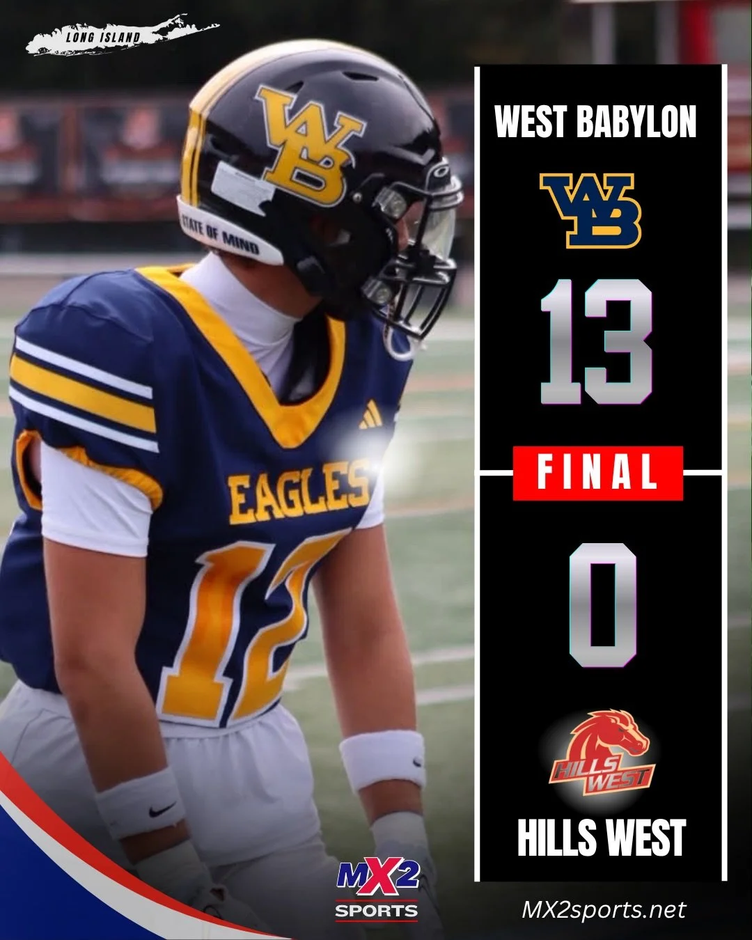 🏈 WEST BABYLON OPENS WITH A SHUTOUT

West Babylon kicks off the 2026 season with an impressive 13-0 road win over Half Hollow Hills West in the season opener for both teams.

After a challenging 2025 with a young team in a building year, there&rsquo