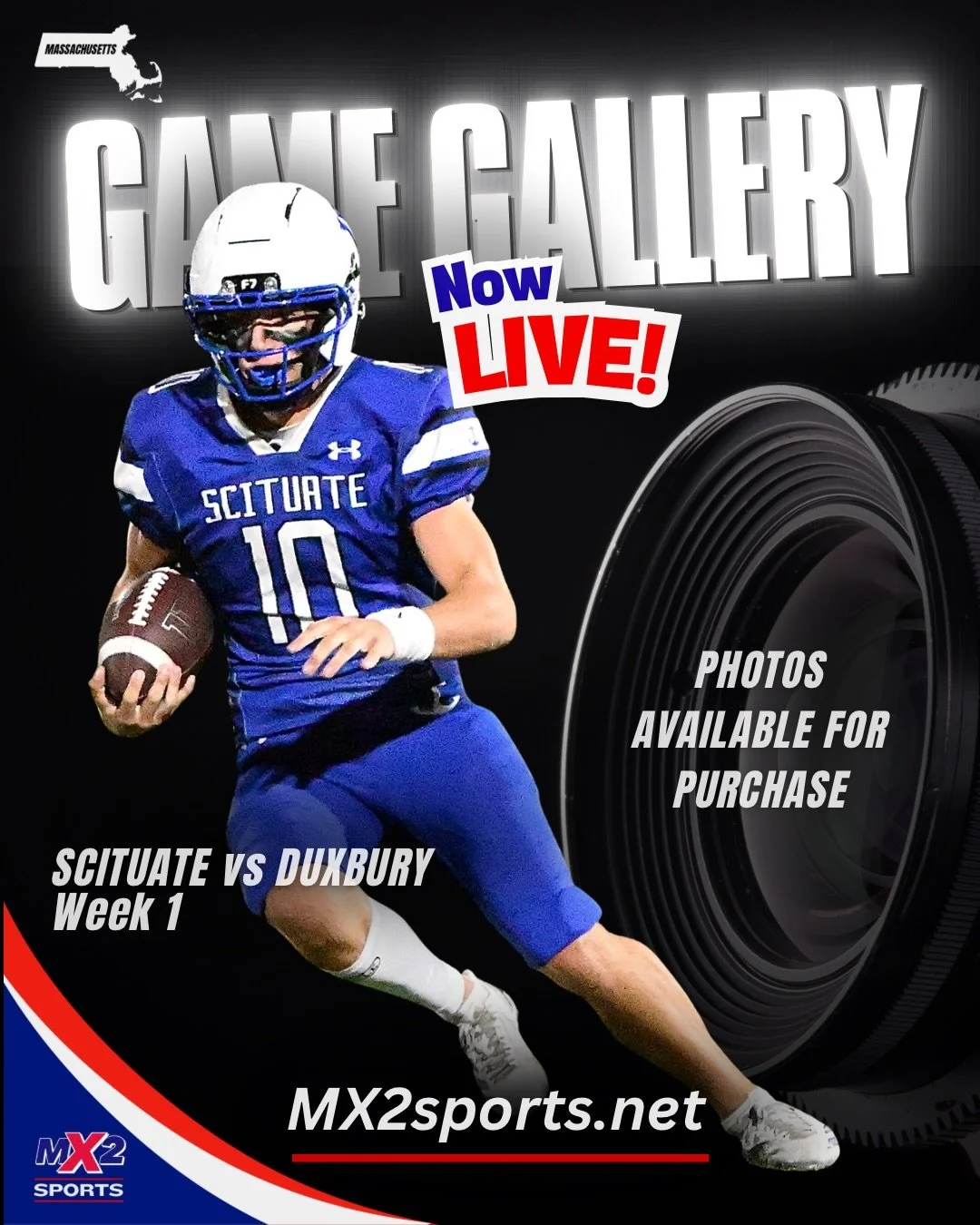 📸 SCITUATE vs. DUXBURY &mdash; GAME GALLERY NOW LIVE!

Photos from MX2&rsquo;s first Massachusetts game coverage are now available for purchase.

🏈 Scituate 21 | Duxbury 0
📷 Week 1 Game Gallery
🌐 MX2sports.net

More Massachusetts coverage coming 