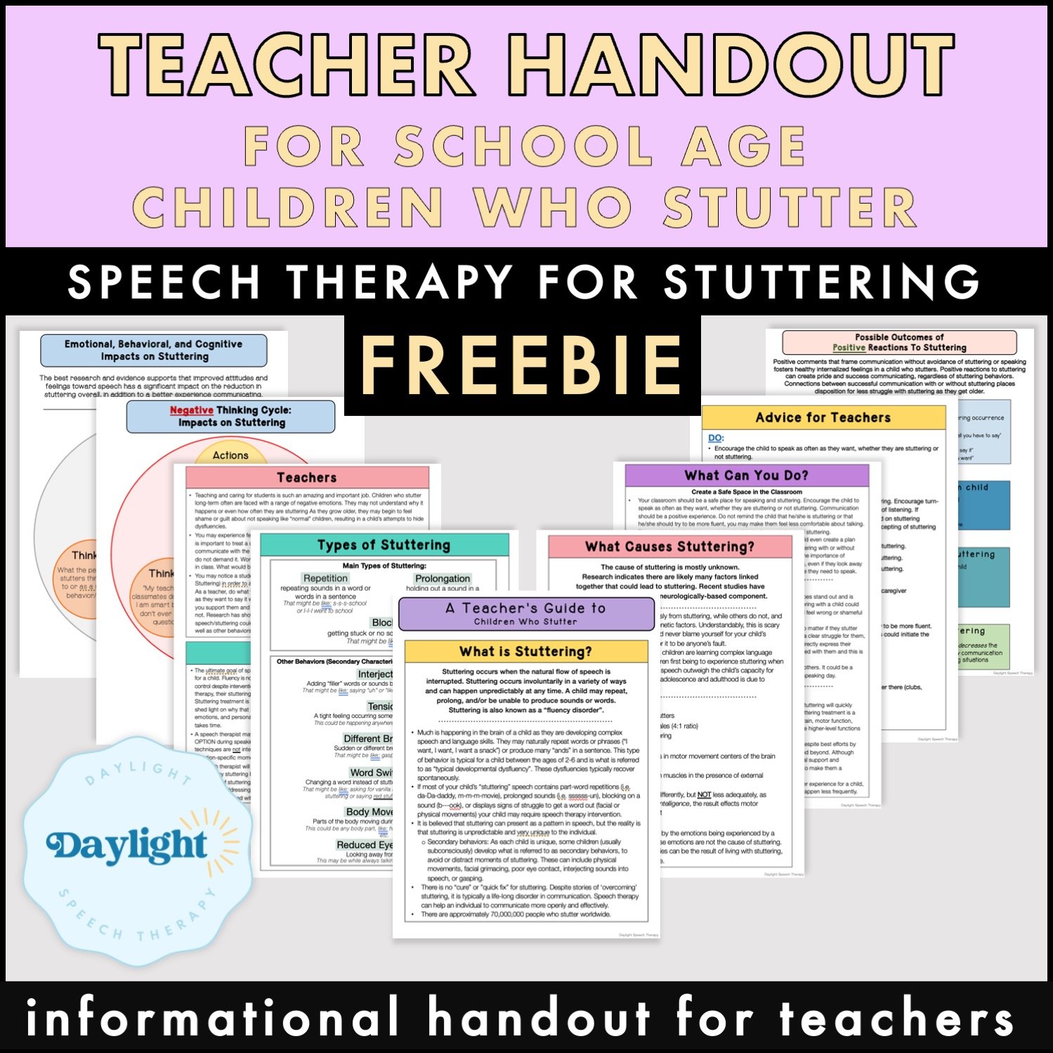 FREE Stuttering Handouts for Teachers | SLP Resources