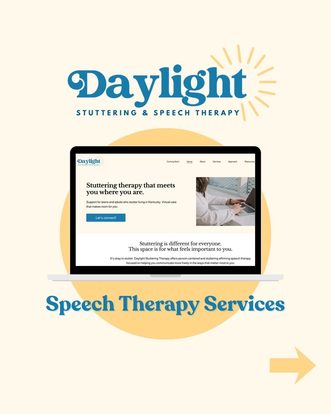 ✨ Big news ✨
Daylight Stuttering &amp; Speech Therapy is officially open for virtual services for indivduals who reside across Kentucky! 

Affirming speech therapy for teens and adults who stutter.
Speech therapy services offered:
&bull; Individual s