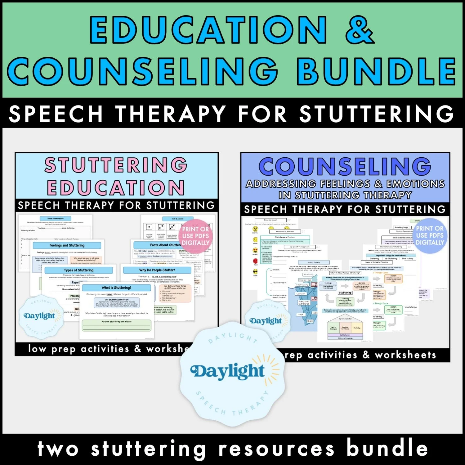 Stuttering Education & Counseling Bundle | SLP Resources