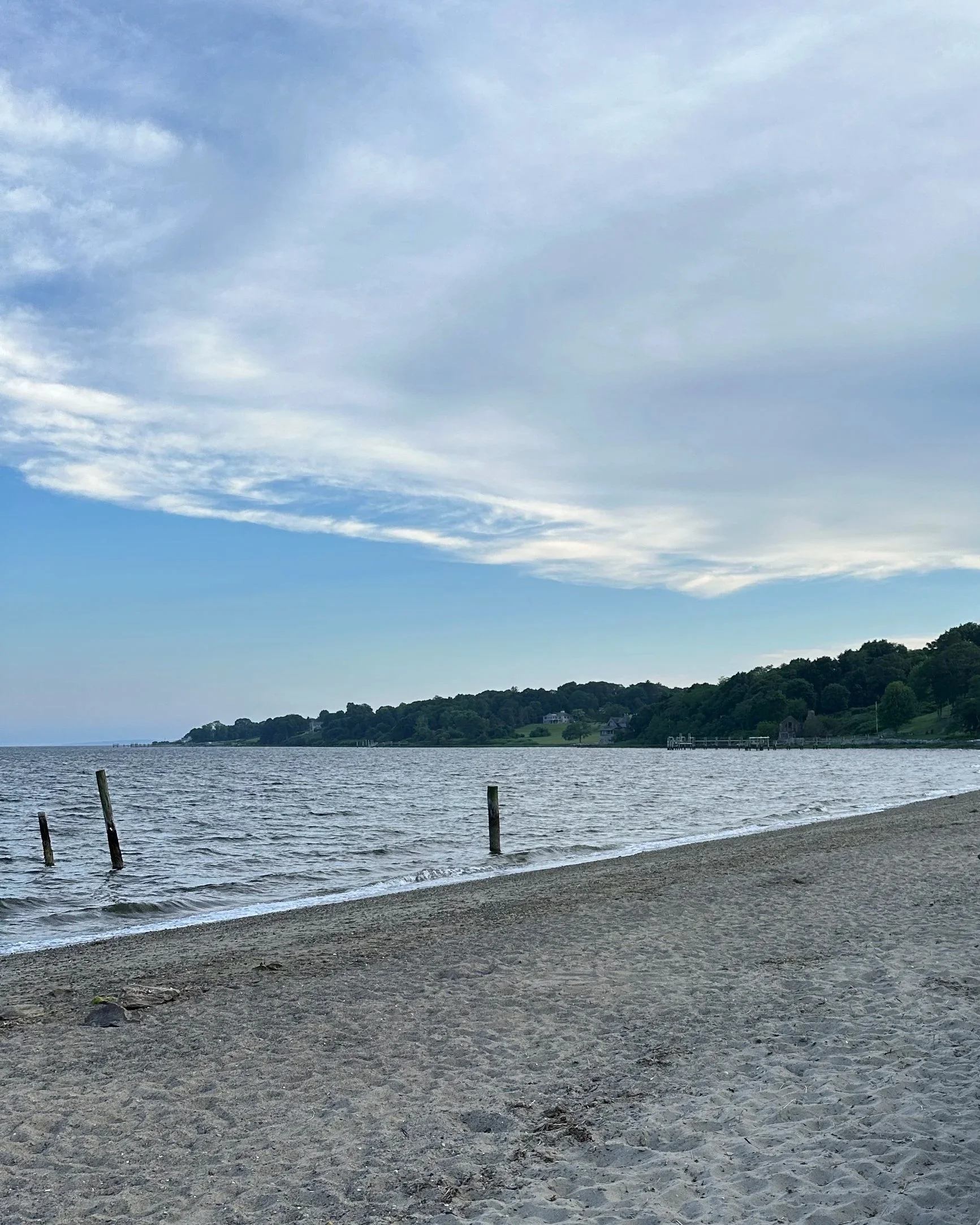 Sandy Beach along Narragansett Bay at Rocky Point State Park in Warwick, Rhode Island.
