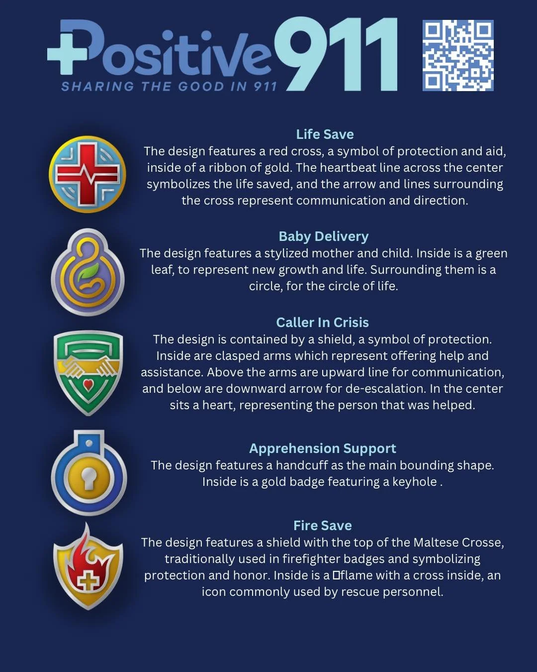 Each of our pins has been thoughtfully crafted—from the colors to the smallest design details—to honor and reflect the incredible impact of 911 dispatchers. While full descriptions are available on our website, know that every element ser