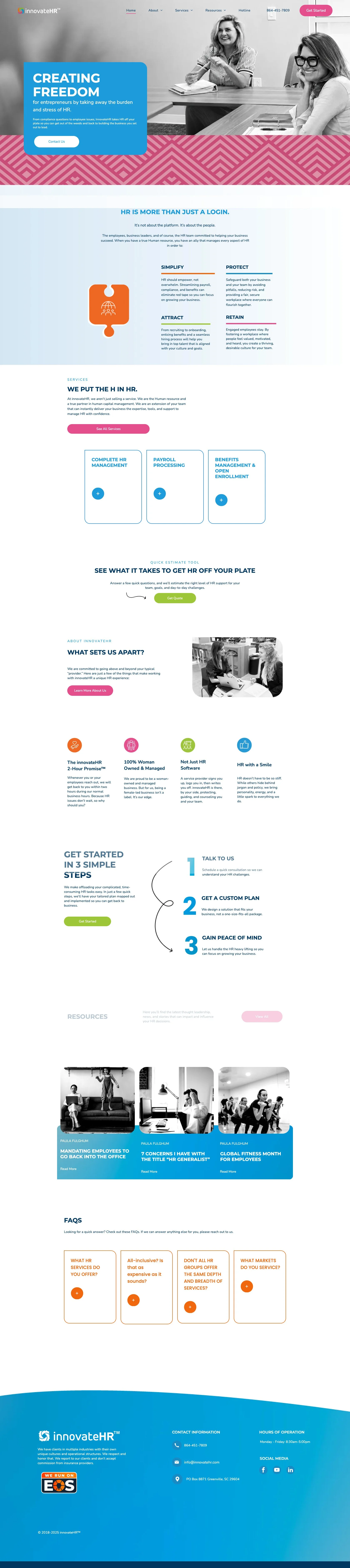 Screenshot of InnovateHR website home page  after brand refresh