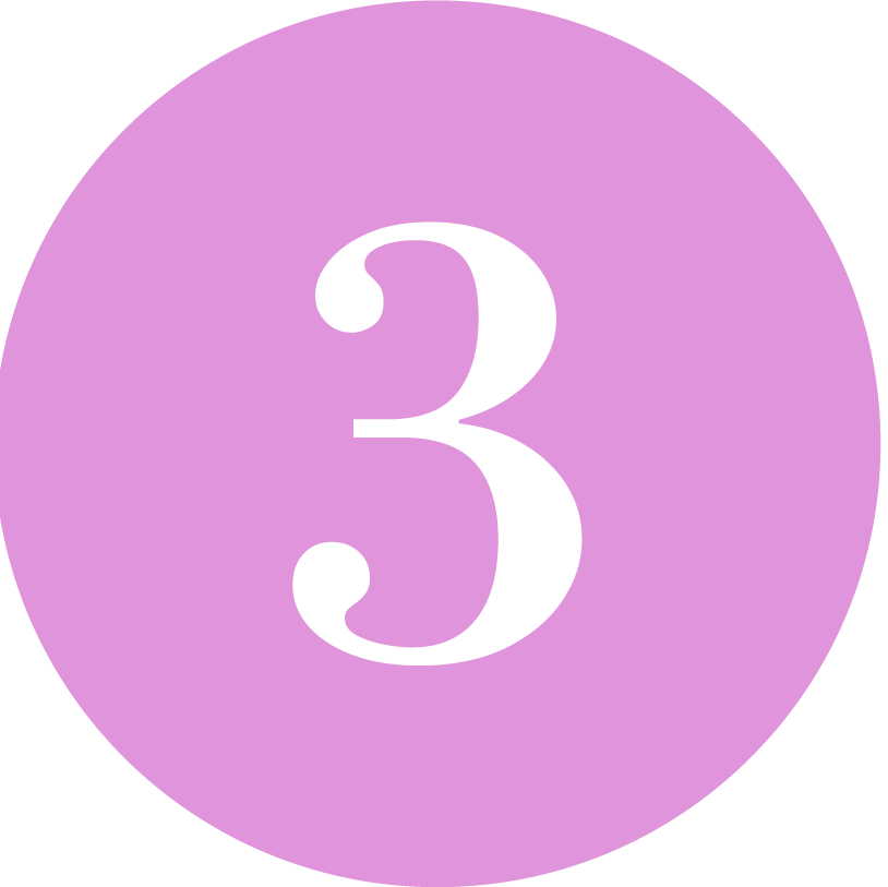 Number 3 in white on a purple circle background.