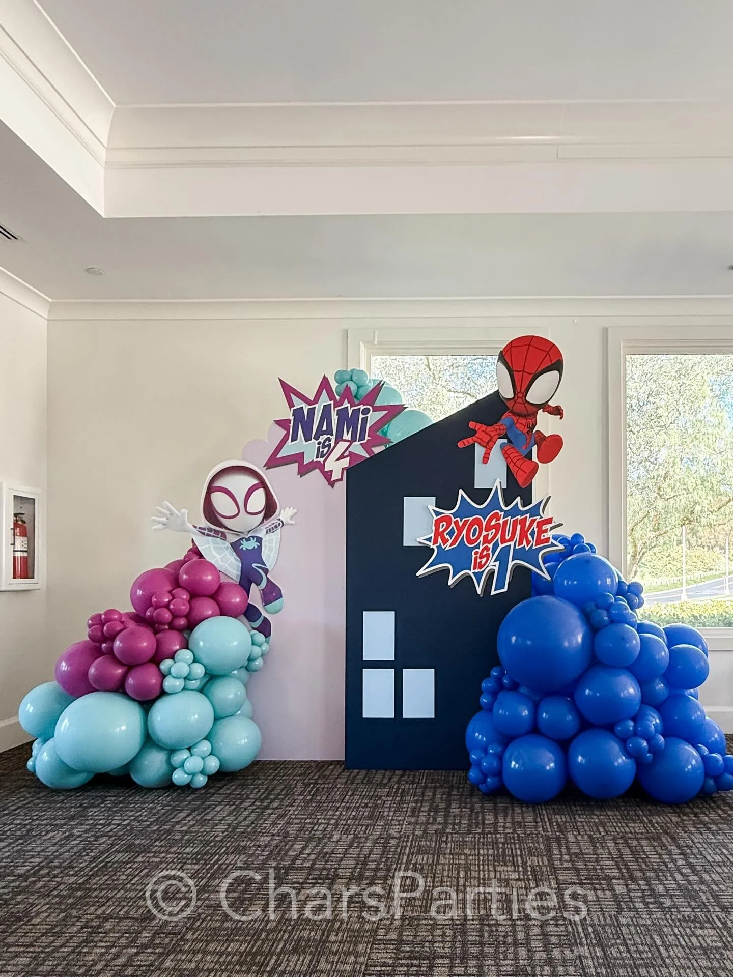 Nami and Ryosuke are the ultimate Spidey duo - celebrating their birthdays as their favorite superheroes was so much fun!
.
.
Backdrop and favor wall design, rentals and balloon styling @charsparties

Bounce house and soft play @blissful_playland 
.
