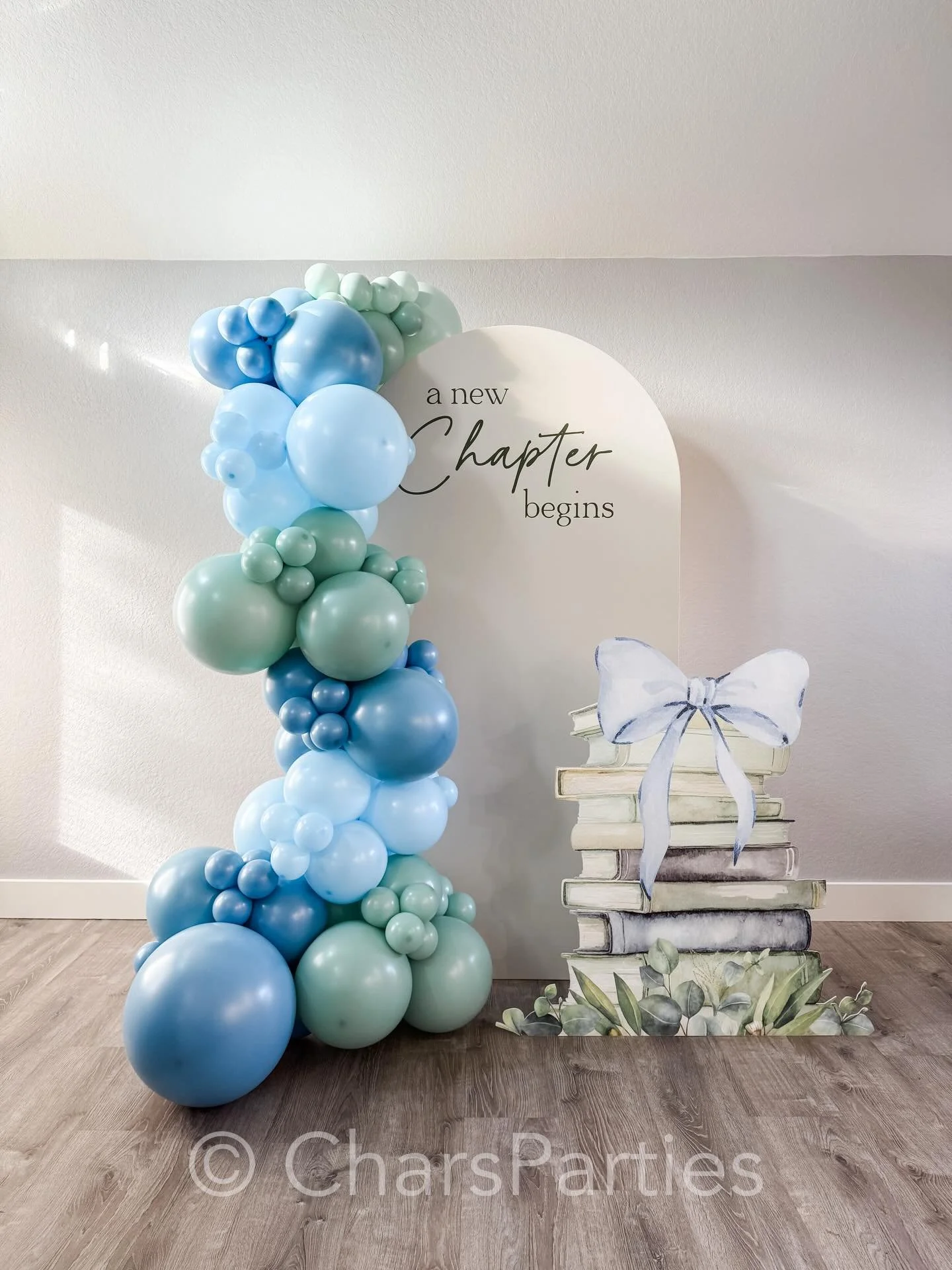 A New Chapter Begins 📖
This a Grab &amp; Go Package! 
Featuring 1 backdrop panel, 8 feet of bubbly balloon garland, and a custom printed prop - ready for pickup in Mission Viejo. All you need is a large SUV or van for transport 🙌🏼 
.
Grab &amp; Go