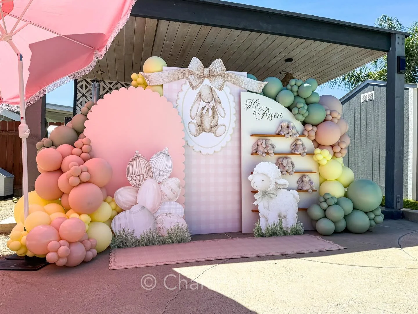 Whimsical Easter eggs, sweet bunnies, and adorable little lambs - soft pastels, scalloped edges, and pink gingham. 
This is what Easter dreams are made of 🥹😍
.
.
.
Design, rentals, balloon styling @charsparties 
.
#eastercelebration #easterbunnydec