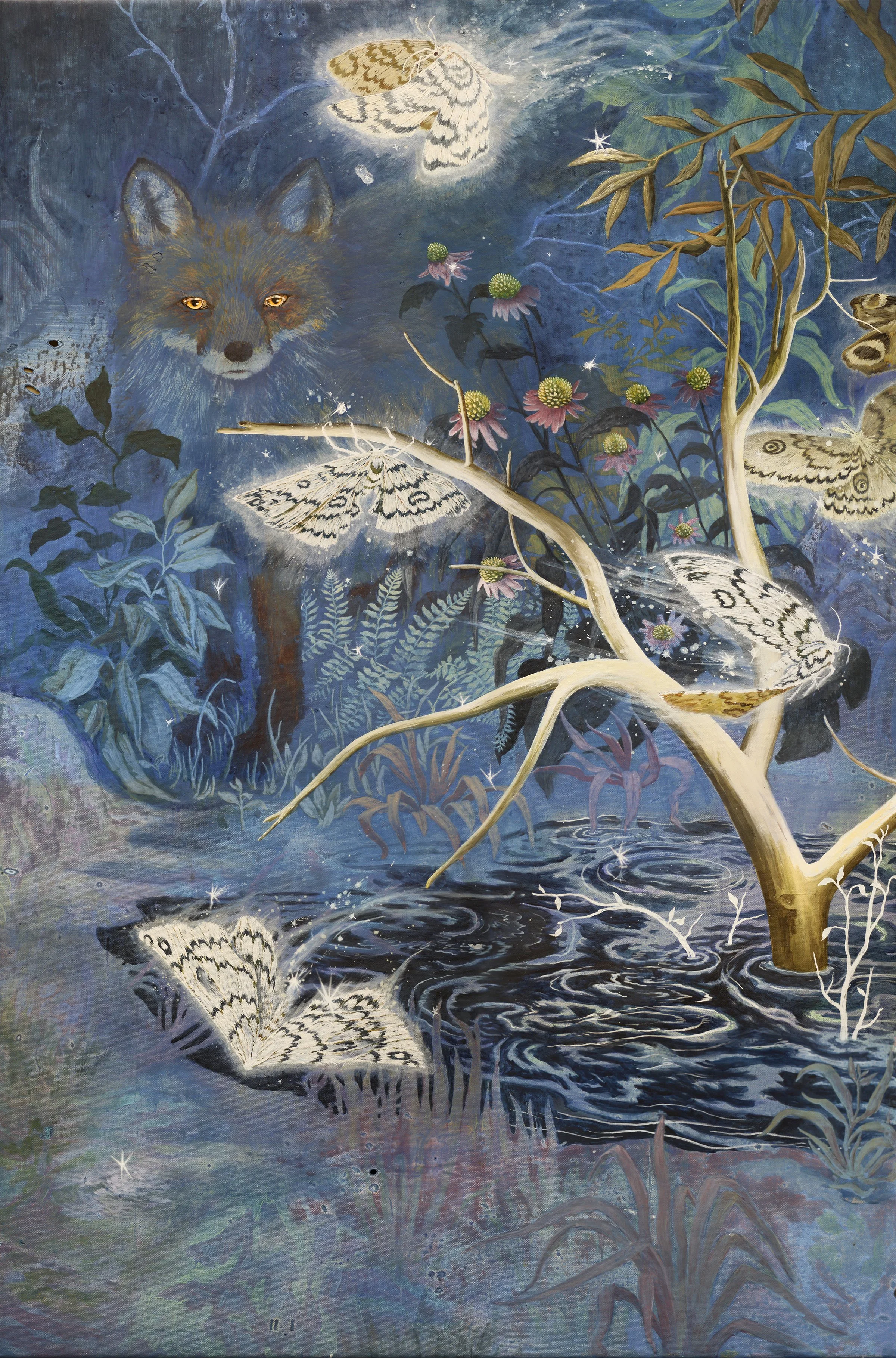 Silk moths by a limp tree