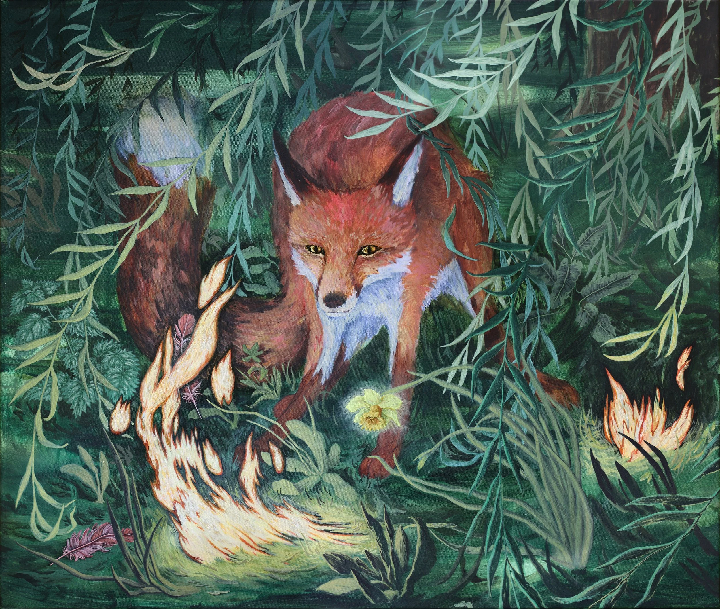 Flame under the willow tree