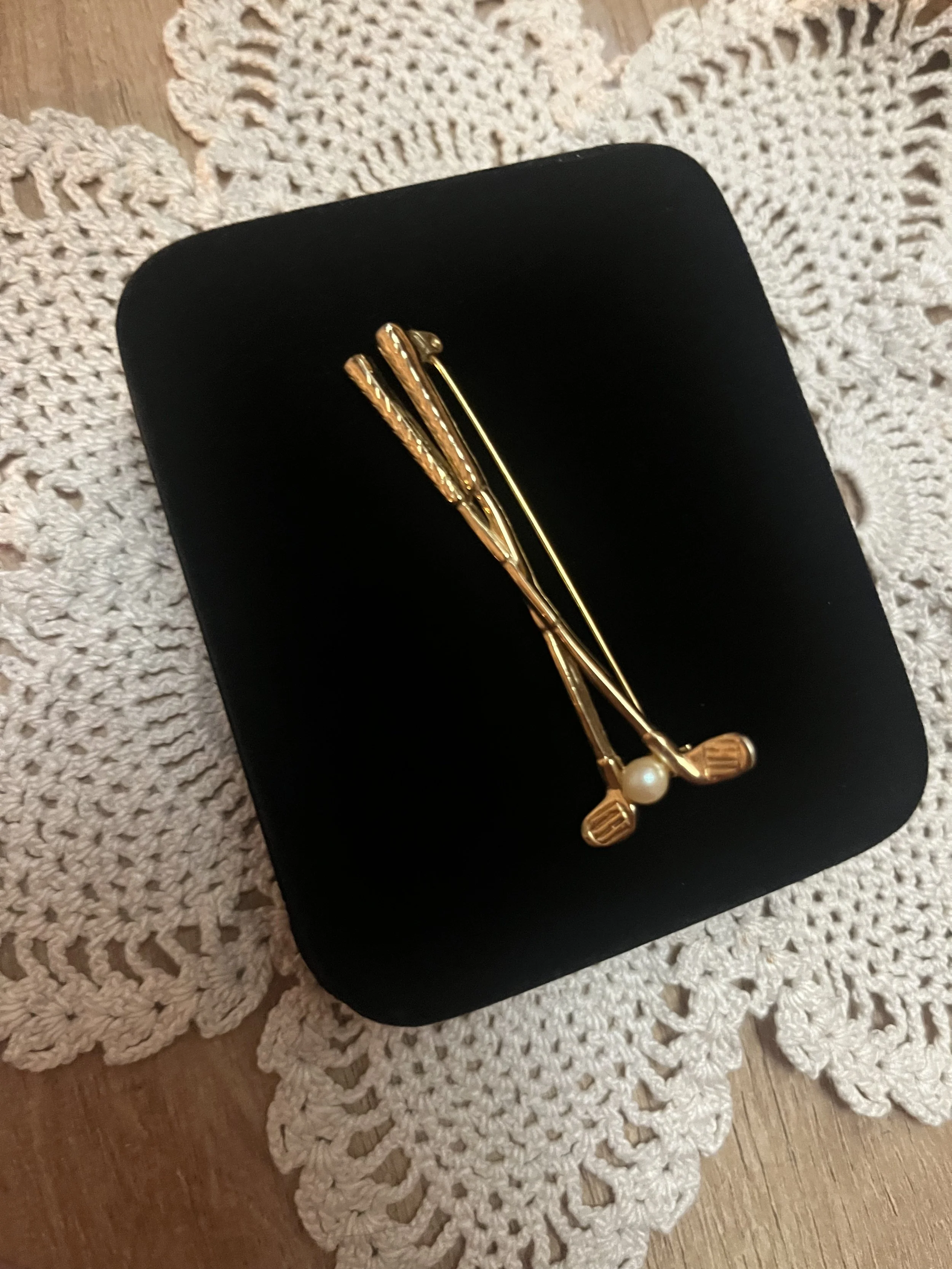 Golf Club with Pearl Brooch