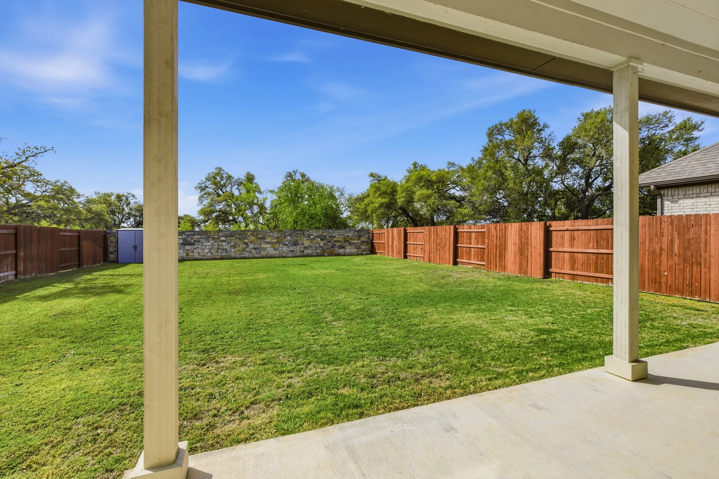 Large Backyard, porch, backed to trees | Georgetown, TX 