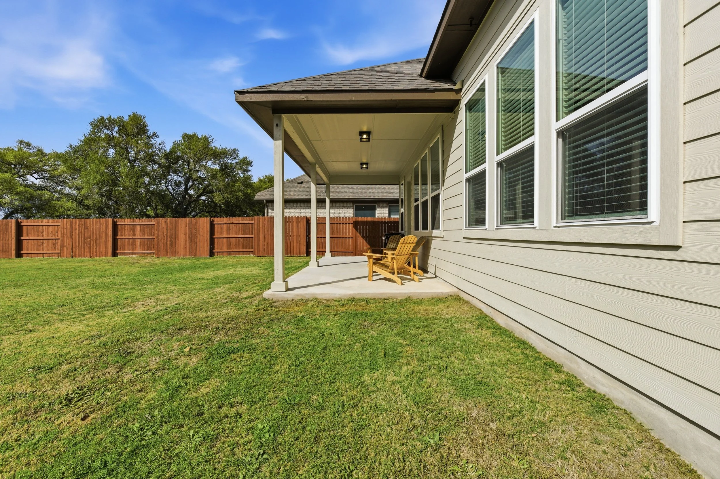 Large Backyard, porch, backed to trees | Georgetown, TX 