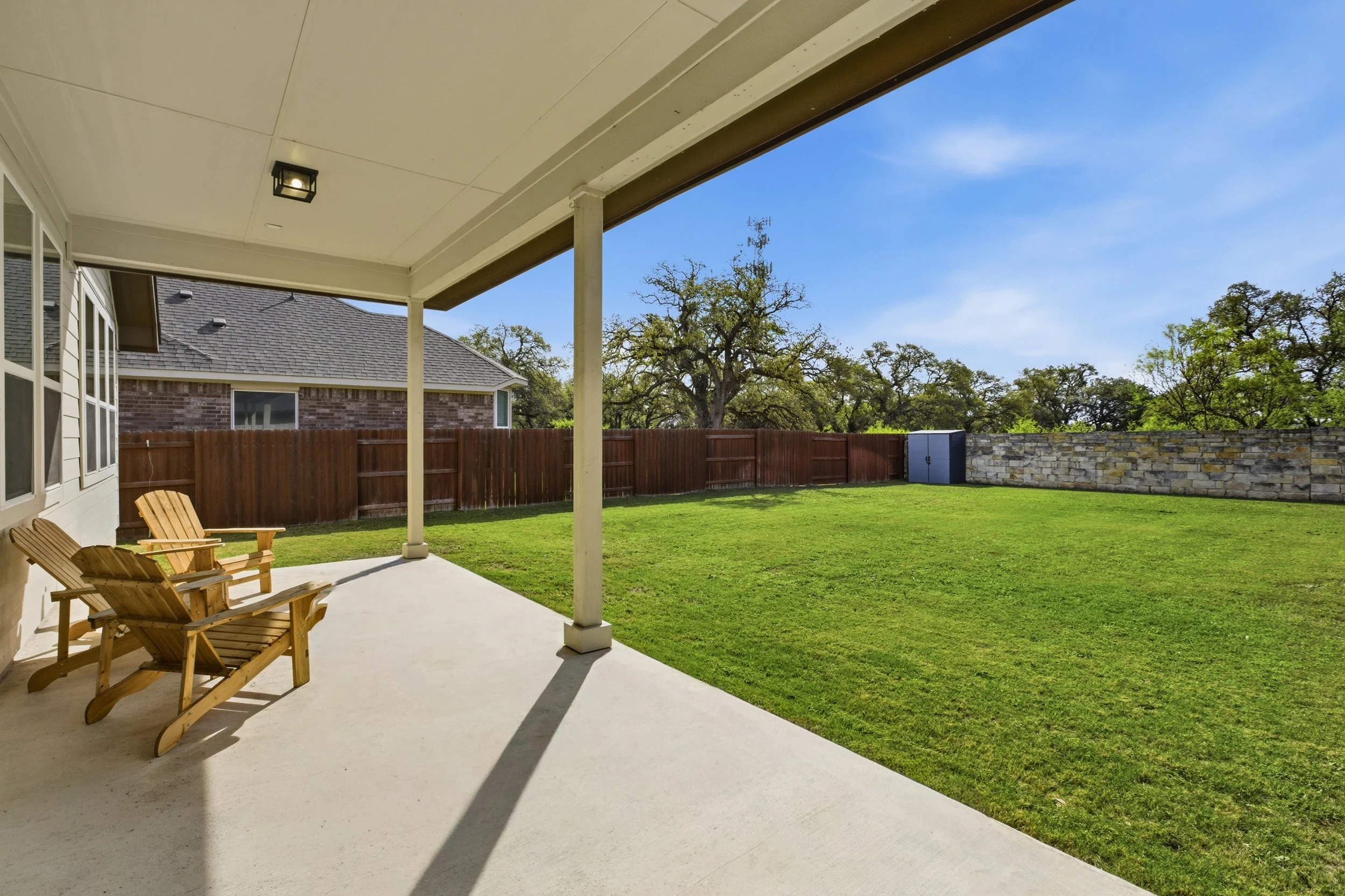 Large Backyard, porch, backed to trees | Georgetown, TX 