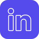 LinkedIn logo in purple and white