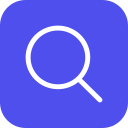 Magnifying glass icon on a blue background