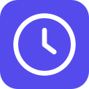Icon of a clock with a blue background