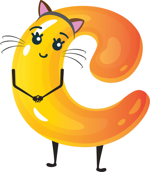 An animated banana with a cat face, ears, and paws, smiling and holding its hands together.