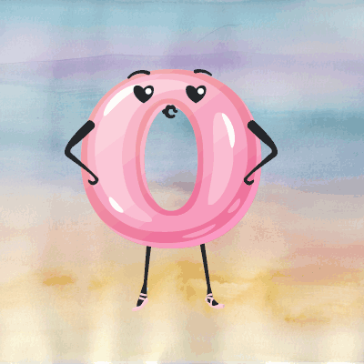 Cartoon illustration of the letter 'O' personified as a character with eyes, mouth, arms akimbo, and legs, on a colorful background.