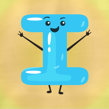 Cartoon letter T with a happy face and outstretched arms