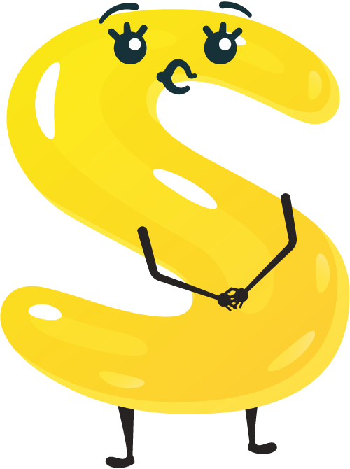 A cartoon yellow lemon with a cute face holding hands in a loving gesture.
