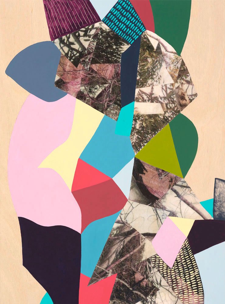 Model 1 Acrylic & print transfer on wood panel 30 x 40 cm