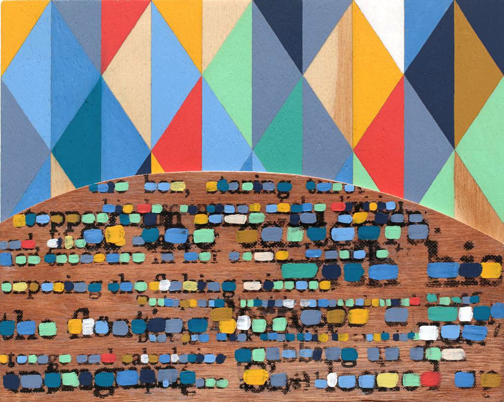 Infold 3 Acrylic & print transfer on plywood 36.5 x 42.5 cm SOLD