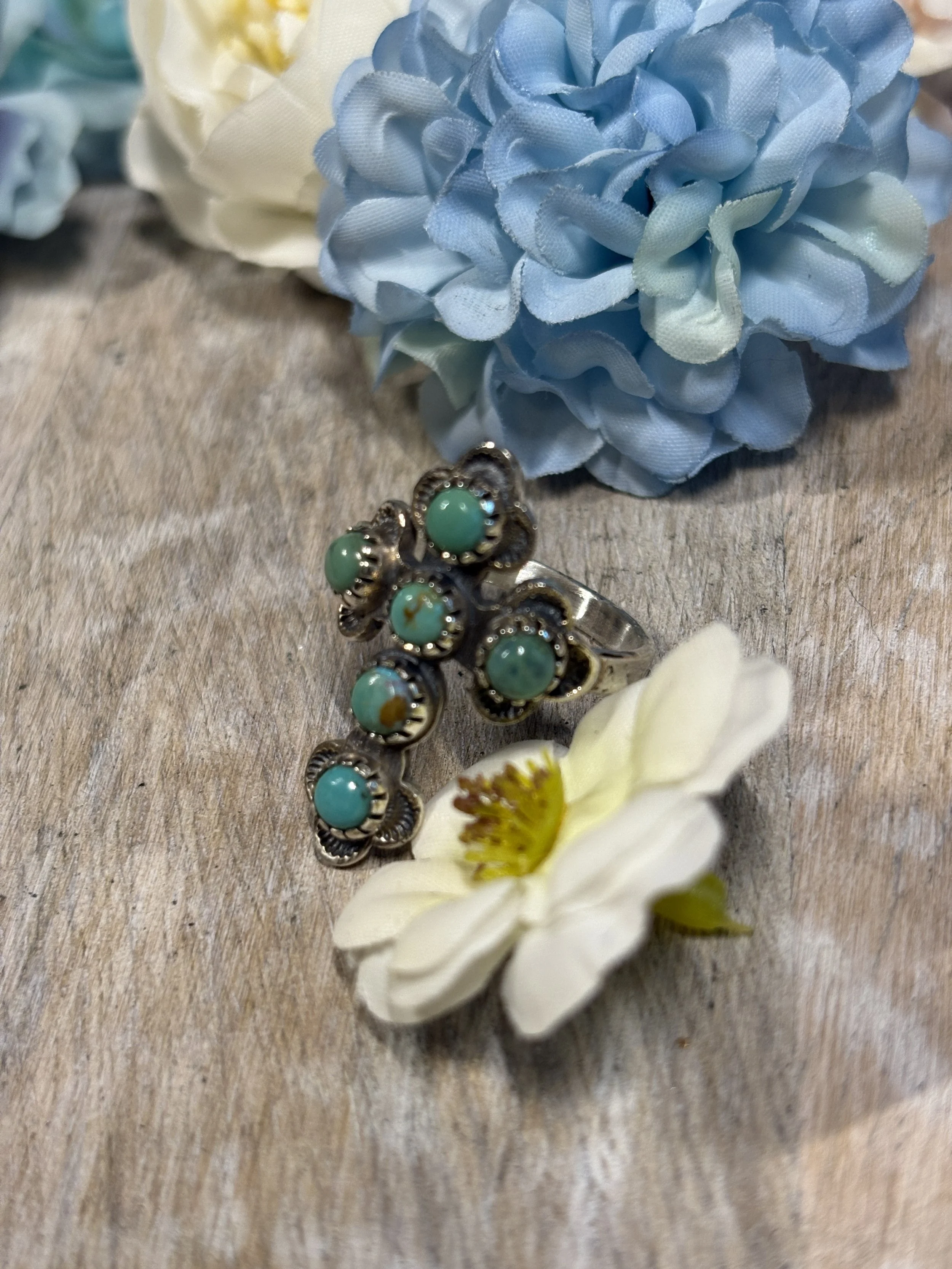 Kingman Turquoise Cross Ring Size 7