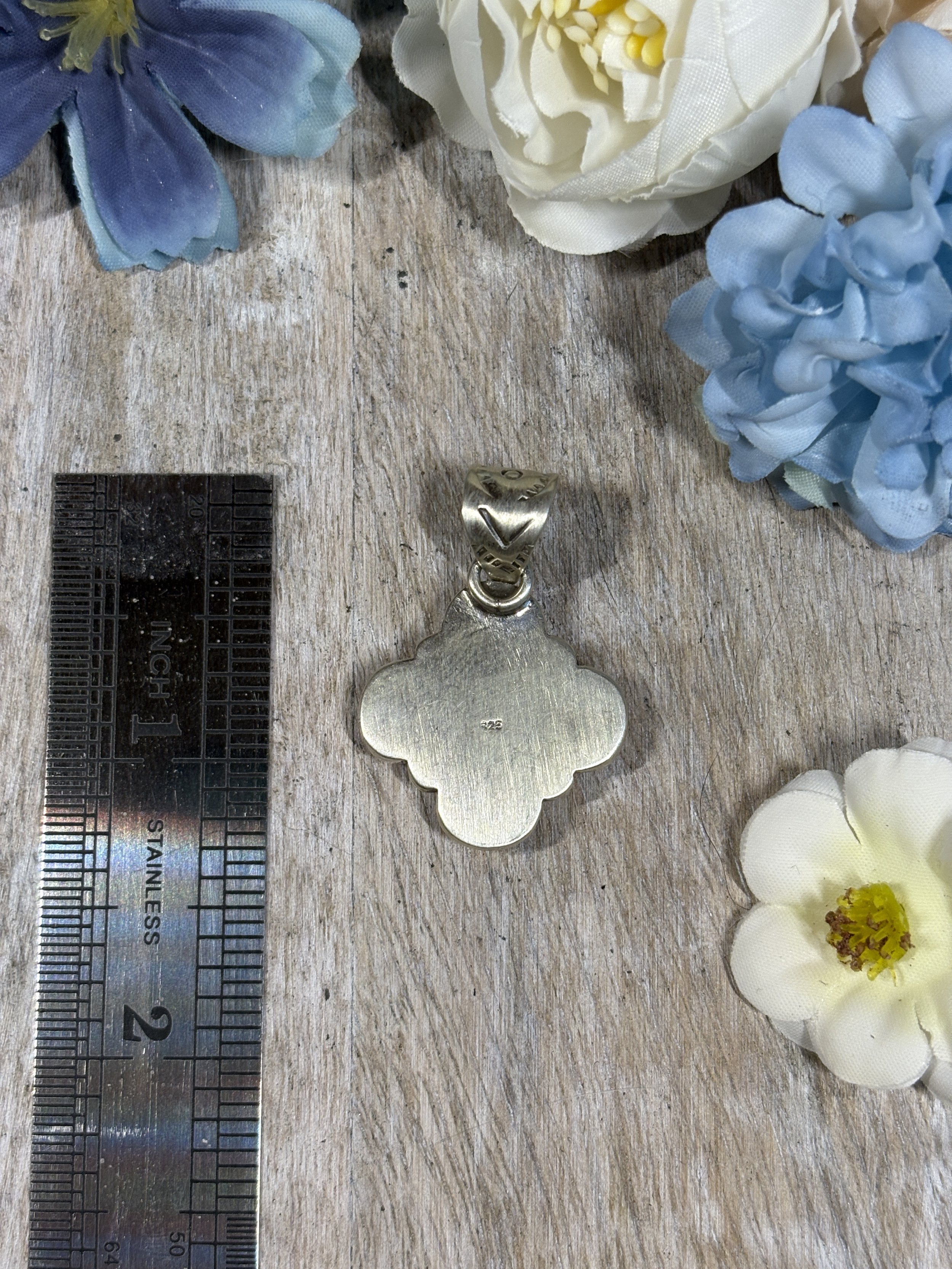 Apple coral white buffalo pendant 4.JPG