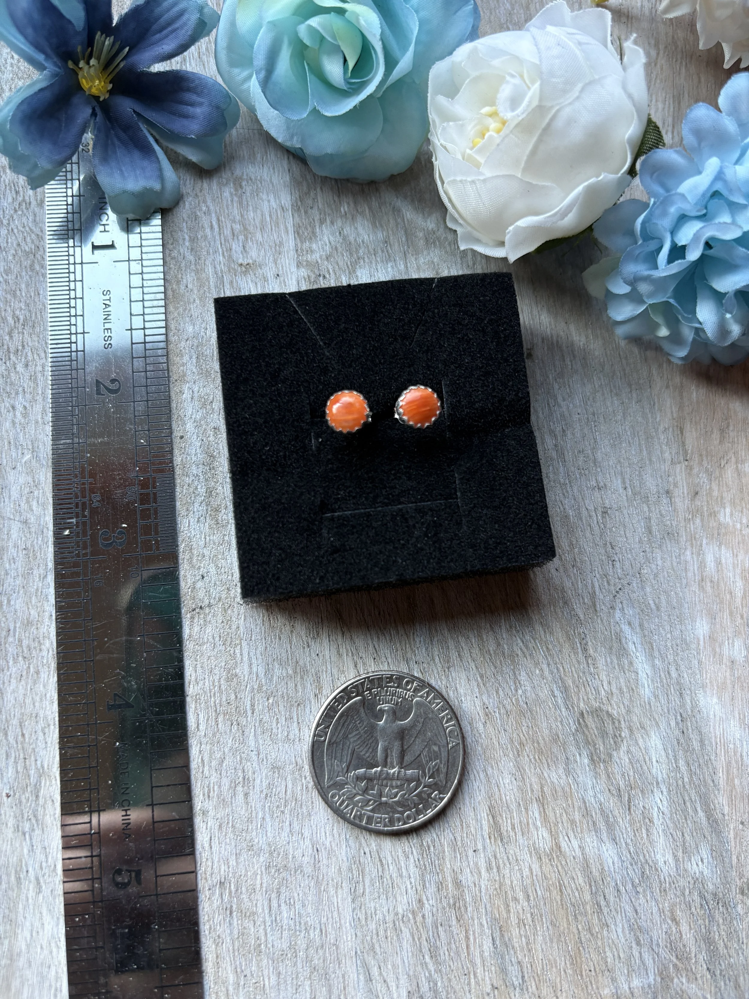orange spiny stud earrings 4.JPG