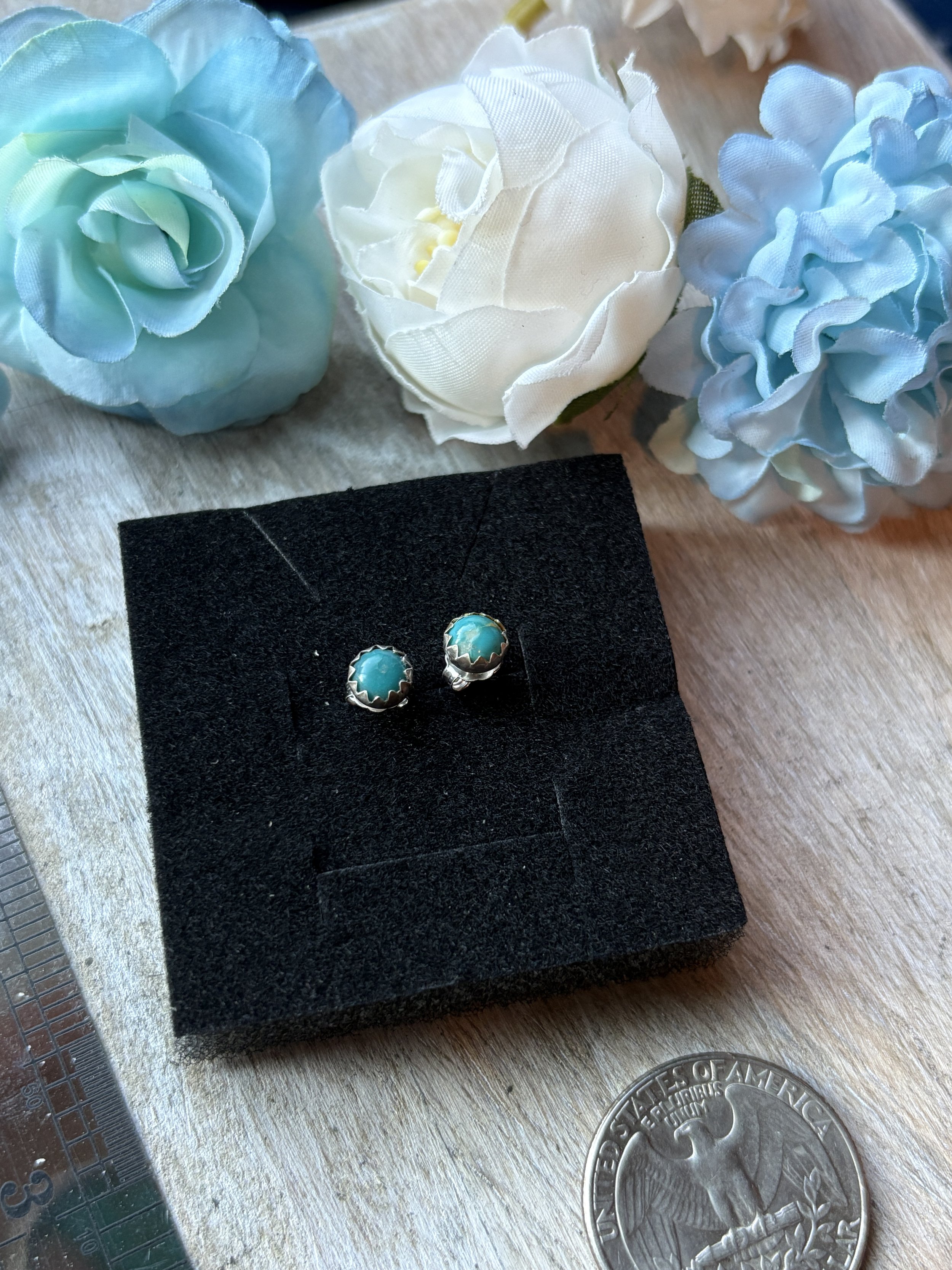 Kingman Turquoise Stud Earrings 5mm