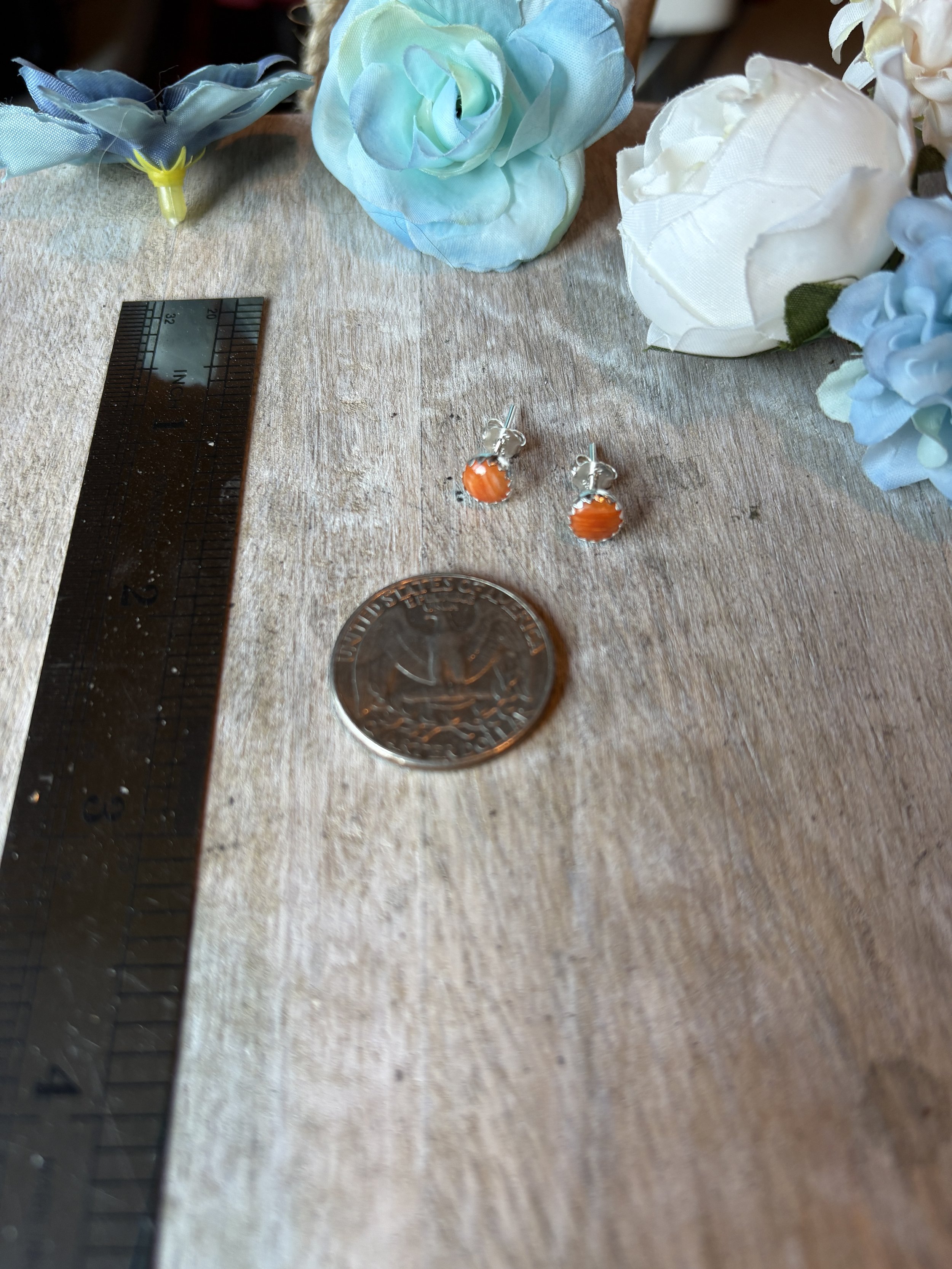 orange spiny stud earrings 6.JPG