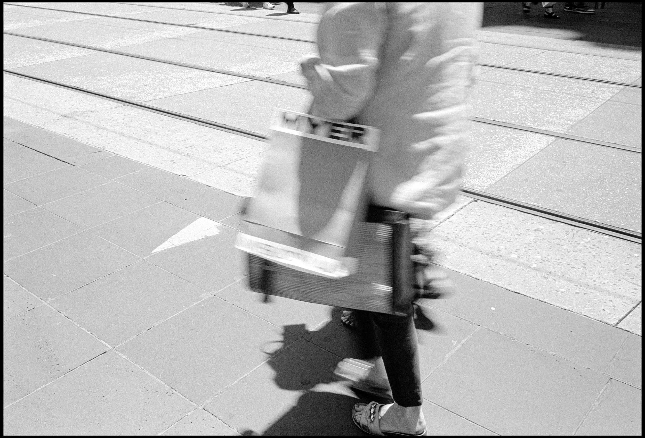Bourke St Mall, Melbourne CBD 2025 (1031-014) HP5 / Leica III / 28mm Canon f2.8