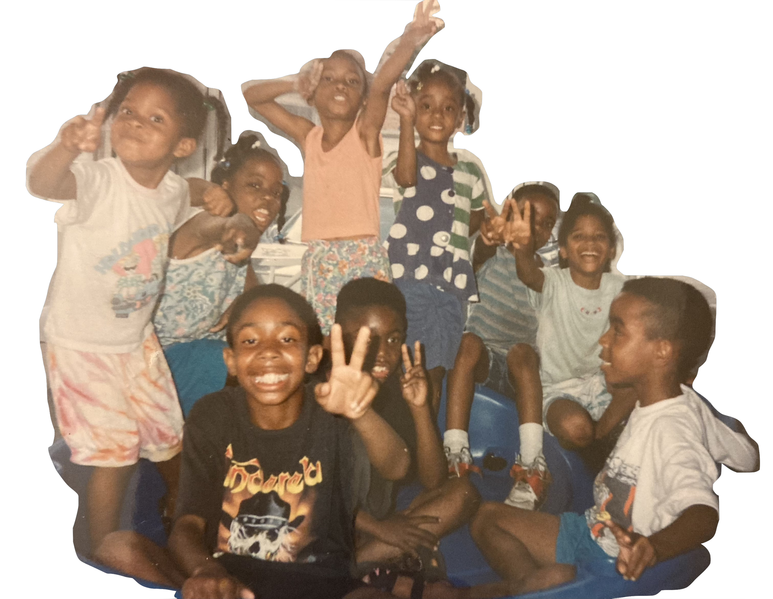 Vintage photo of a group of black kids having fun