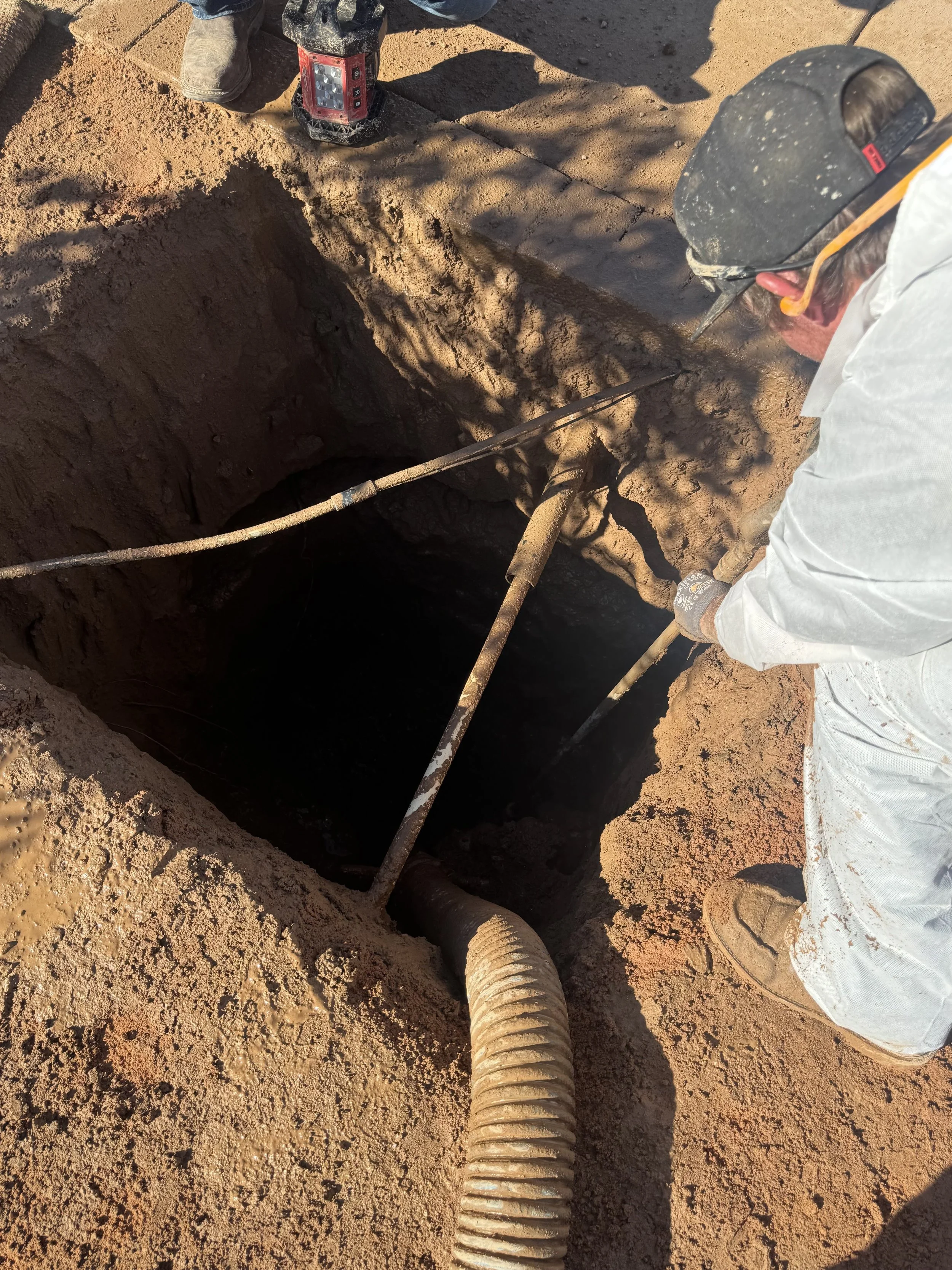 Broken sewerline exposure approx. 8'- Gilbert Az