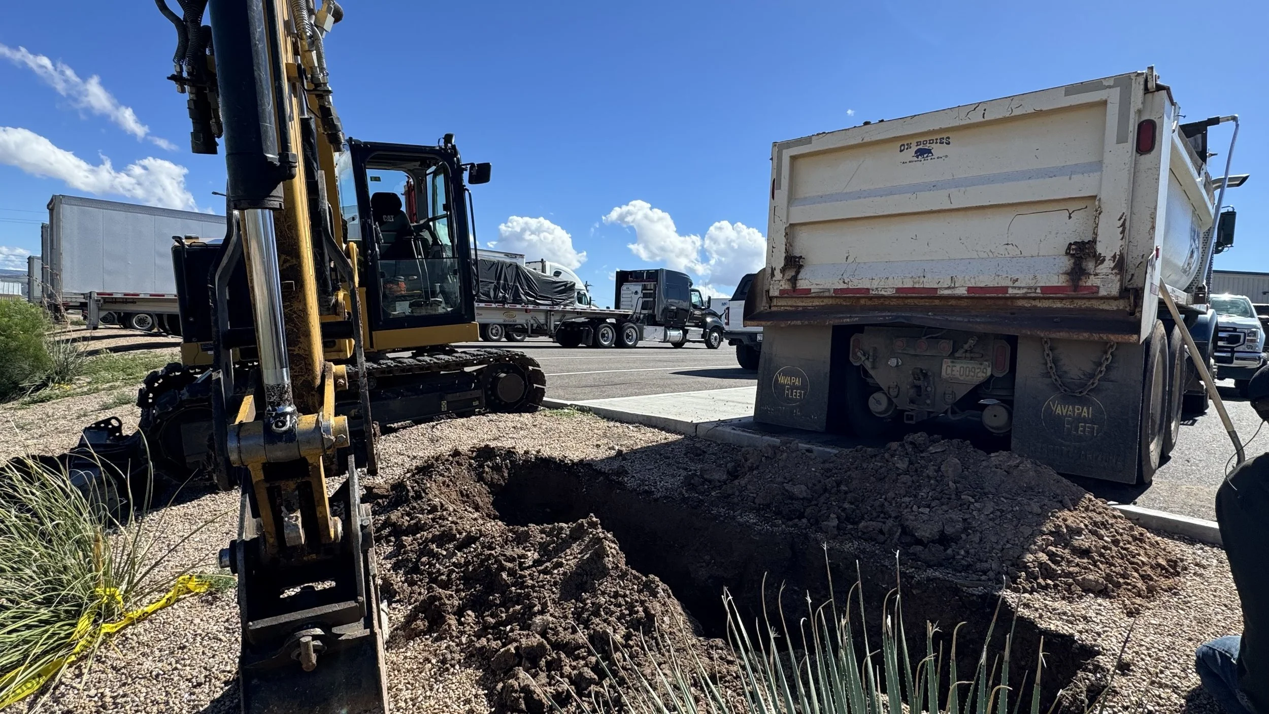 Perk test hole at truck stop- Dewey, Az